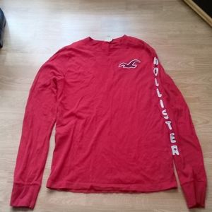 Hollister Long Sleeve Logo Shirt – Red Crewneck – Size M